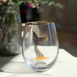 New in Box Gold Mermaid Tail Wine Glass